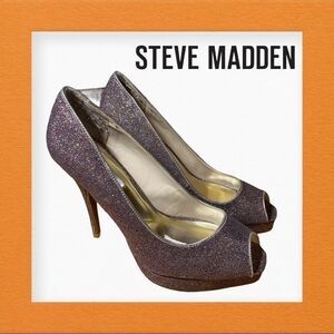 Steve Madden P Kelle Peep Toe Glitter Heels 8.5